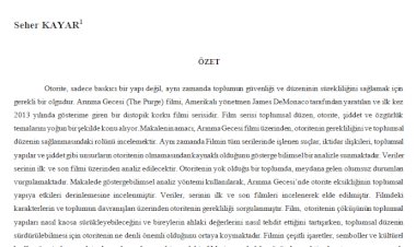 OTORİTE GEREKLİ MİDİR? ARINMA GECESİ FİLMİNE YÖNELİK BİR ARAŞTIRMA